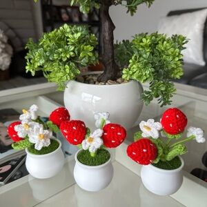 Handcrafted Red and White Floral Accents